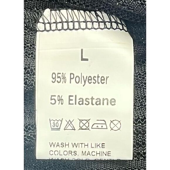 Sexy Y2k Crop Black Sheer Mesh Glitter Bell Sleeve Top Blouse L Gothic Vampy - Picture 8 of 9